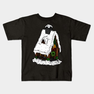 snowy Christmas fairy house, hand drawn illustration. cute. Kids T-Shirt